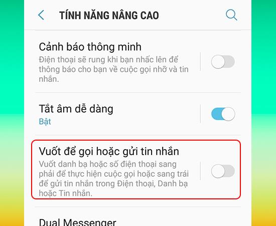 Come abilitare lo scorrimento per chiamare o inviare messaggi su Samsung Galaxy J7 Plus