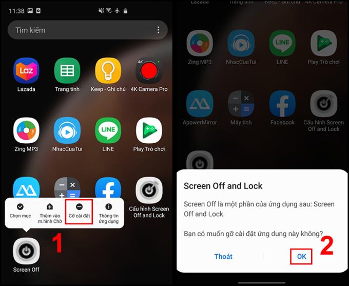 Anweisungen zum Deinstallieren von Screen Off und Lock auf Android-Telefonen