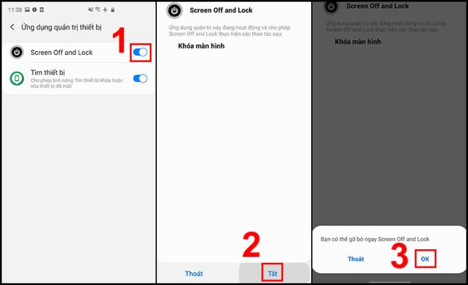 Petunjuk mengenai cara menyahpasang Skrin Mati dan Kunci pada telefon Android