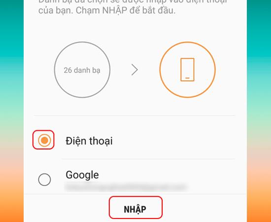 Instructions on how to copy contacts to Samsung Galaxy Note 8 simple