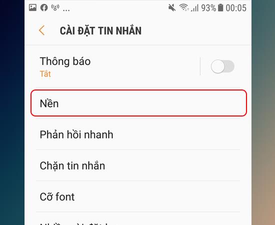 Instrucciones sobre cómo cambiar el fondo de mensajes de texto en Samsung Galaxy Note 8