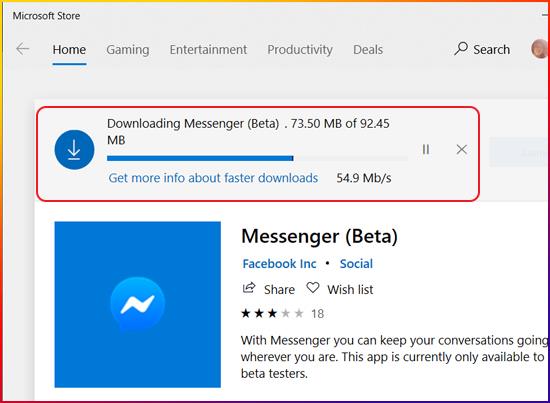 Facebook Messenger Beta untuk Windows 10