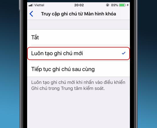 Instruksi untuk mengaktifkan catatan cepat langsung di layar kunci iPhone