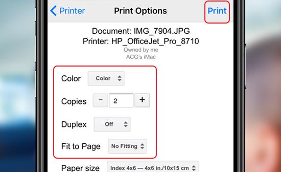 Instrucciones sobre cómo conectar una impresora e imprimir desde iPhone, iPad