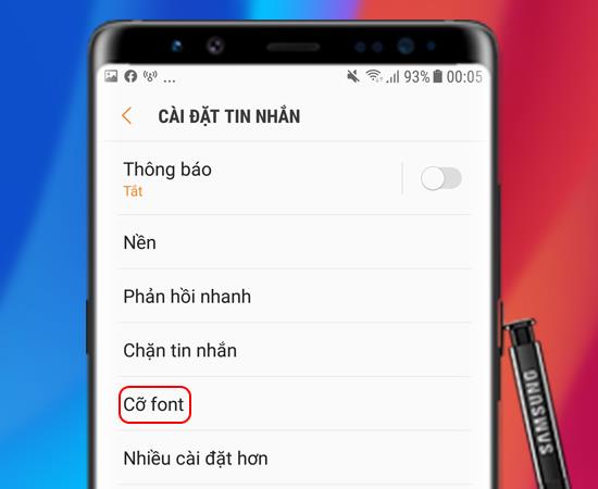 6 steps to change font size on Samsung Galaxy Note 8