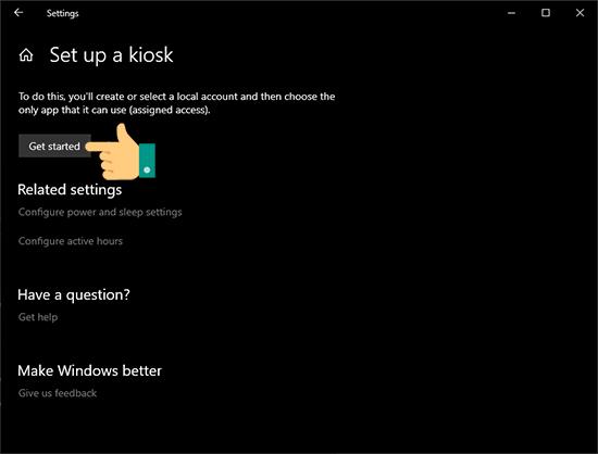 Create and set up a Kiosk mode account on Windows 10 Version 1809