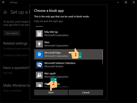 Create and set up a Kiosk mode account on Windows 10 Version 1809