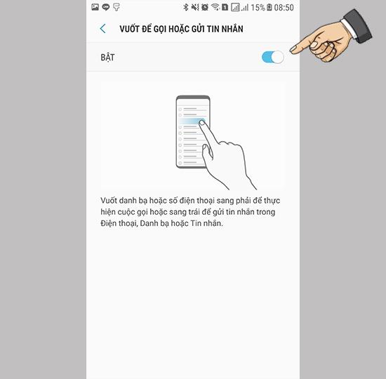 Geser untuk menelepon atau mengirim pesan instan di Samsung Galaxy Note FE