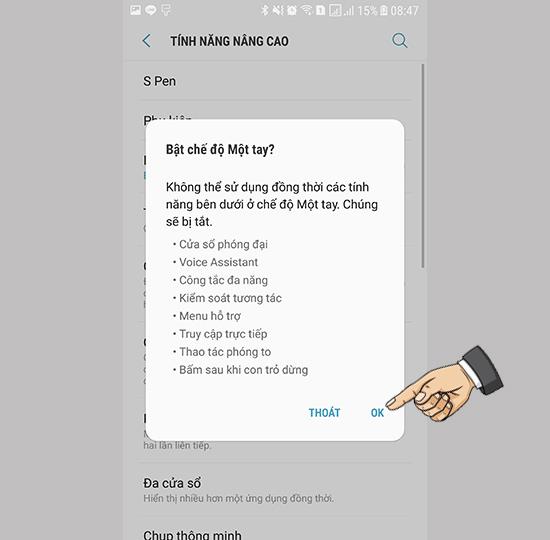 Enable one-handed mode on Samsung Galaxy Note FE