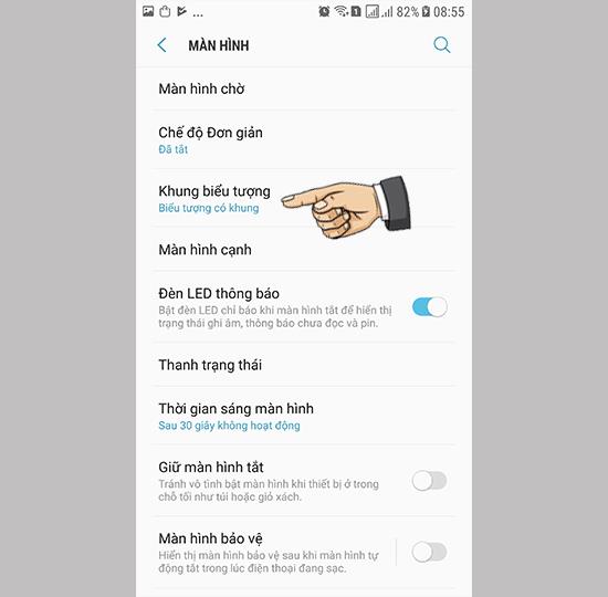 Bingkai ikon pilihan pada Samsung Galaxy Note FE