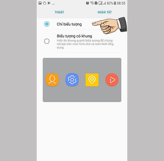 Bingkai ikon pilihan pada Samsung Galaxy Note FE
