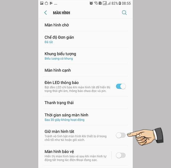 Enable keep screen off on Samsung Galaxy Note FE