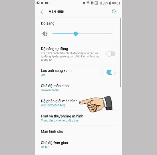 How to change the screen resolution Samsung Galaxy Note FE