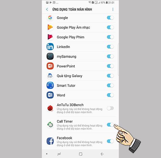 Vollbild-App-Modus auf dem Samsung Galaxy Note 8