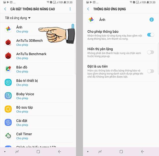 Install notification apps on Samsung Galaxy Note 8