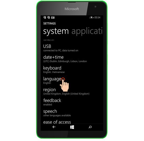 更改 Lumia 535 的語言