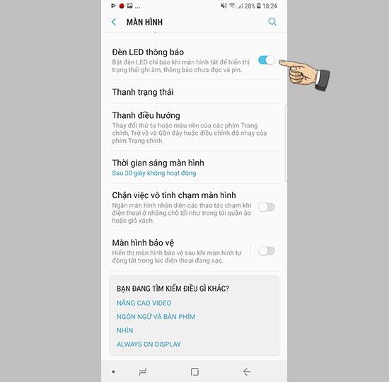 Turn on notification led on Samsung Galaxy Note 8