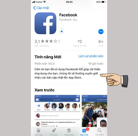 Facebook updates new patches on iOS