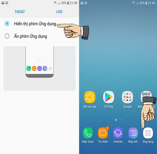 Afficher les touches d'application sur le Samsung Galaxy J3 Pro