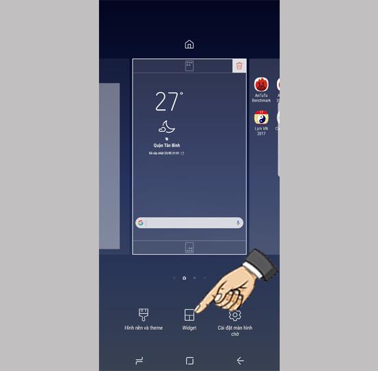 Samsung Galaxy S8의 화면에 위젯 추가