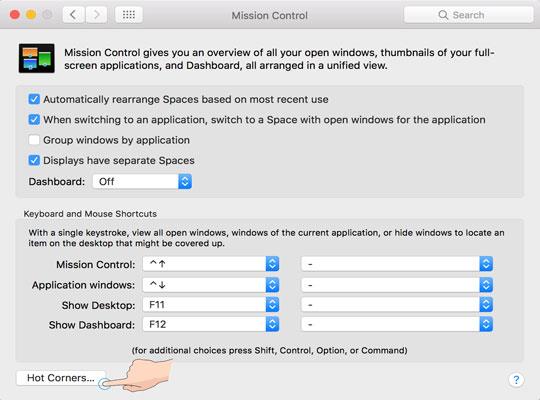 Menggunakan ciri Hot Corners pada Mac OS