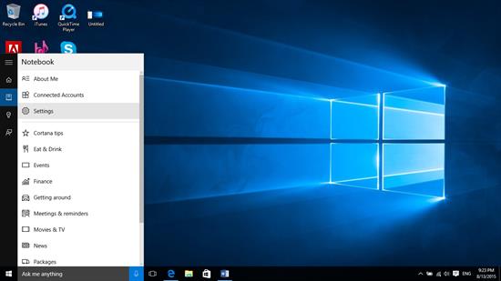 Arahan untuk mengaktifkan ciri pembantu maya Cortana pada Windows 10