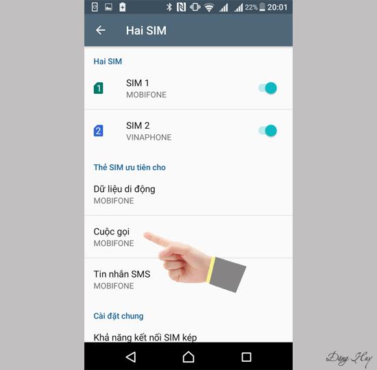 Anleitung zum Auswählen einer SIM-Karte beim Telefonieren mit dem Sony Xperia X