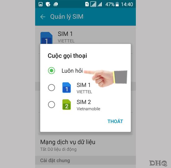 Selectați Sim pentru a apela pe Samsung Galaxy J1 Mini