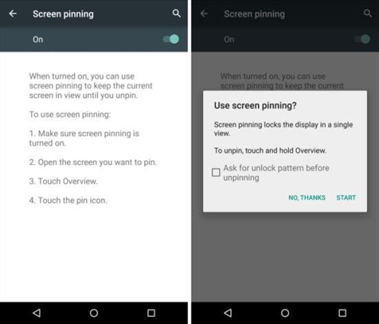 What's new in the Screen Pinning feature on Android 5.1?
