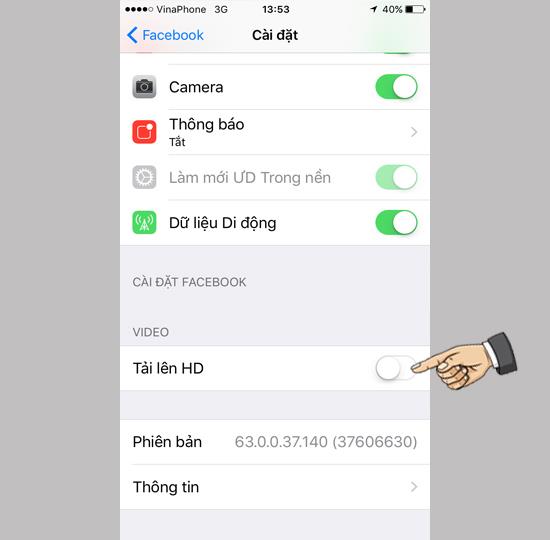 Instructions for posting HD videos to Facebook on iPhone