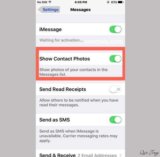 Petunjuk untuk menyembunyikan gambar kontak di Pijat di iOS