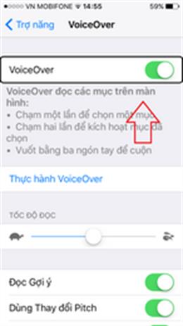 Instructions to turn off VoiceOver on iOS (visually impaired mode)