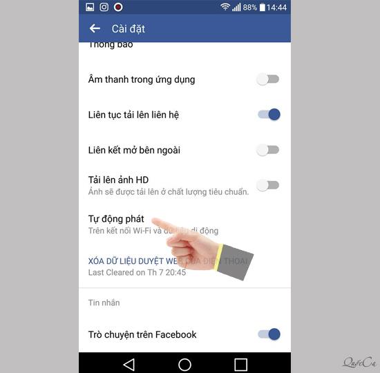 Turn off spontaneous video on Facebook Android
