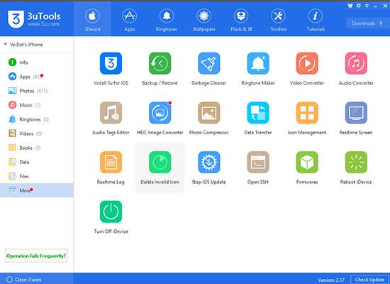 3uTools free iPhone management tool