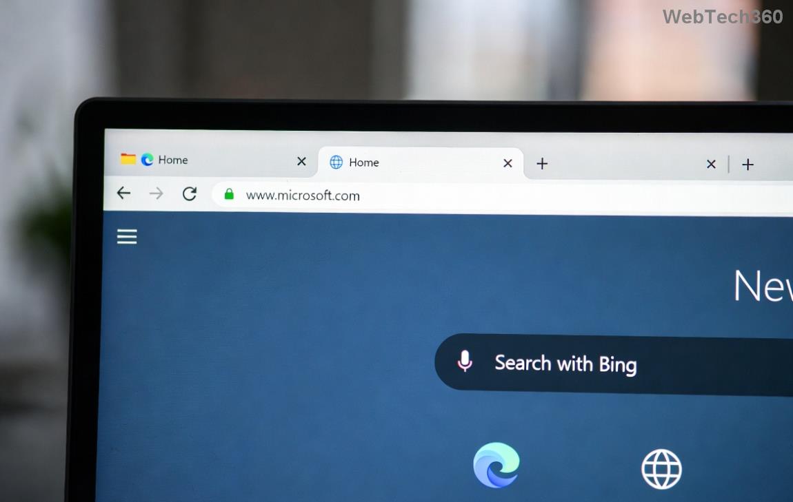 Microsoft Edge 검색 데이터 지우기 인터페이스