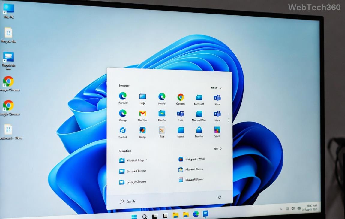 Windows 11 default background on a gaming desktop setup
