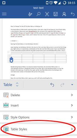 How to insert and edit tables in Microsoft Word for Android