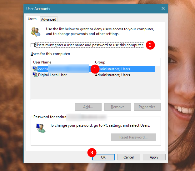 How to automatically login without a password into Windows (using netplwiz)