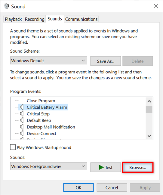 How to customize the sound schemes for Windows 10