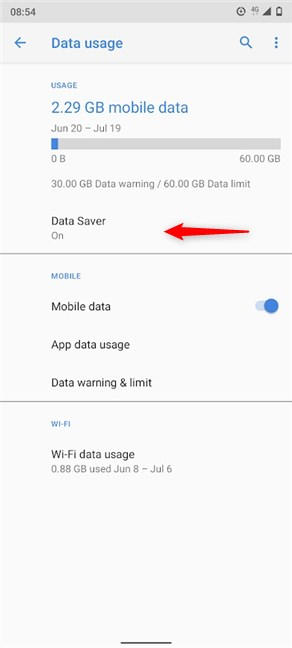 The Android Data Saver and how to enable it