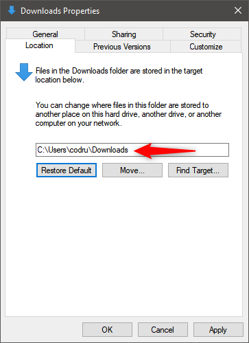 How to restore Downloads and other user folders in Windows 10