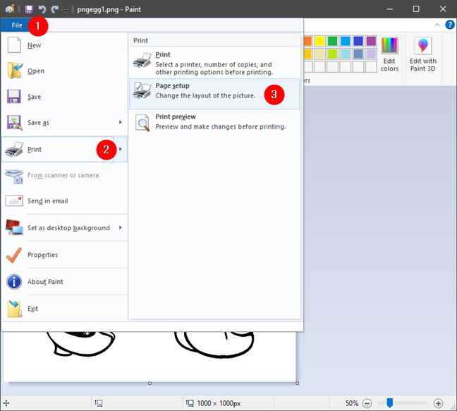 How to print an image on multiple pages, using Windows 10s Paint