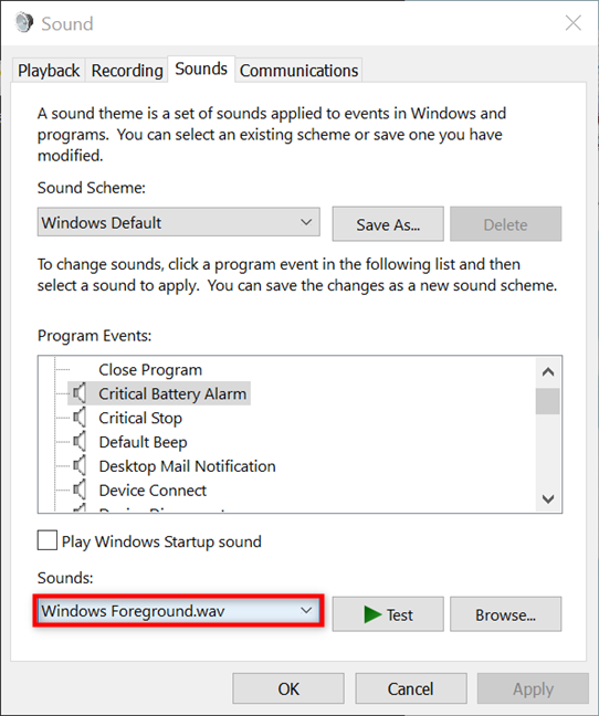 How to customize the sound schemes for Windows 10