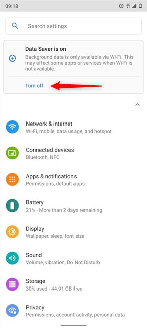The Android Data Saver and how to enable it