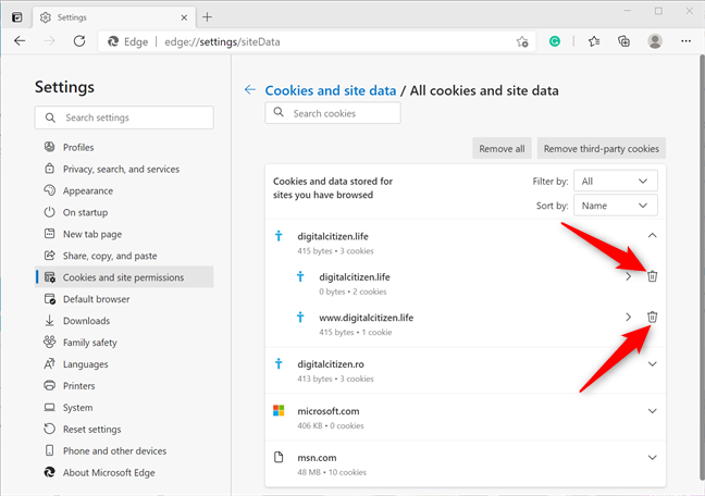 How to clear cookies on Microsoft Edge