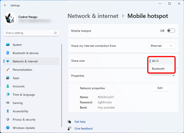 How to make a Windows 11 hotspot