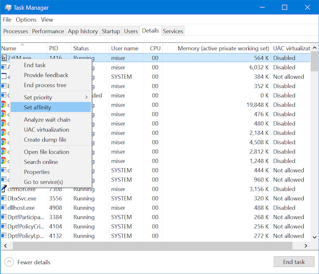 View details about running processes with the Windows 10 Task Manager