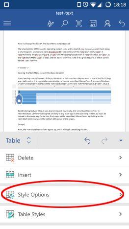 How to insert and edit tables in Microsoft Word for Android