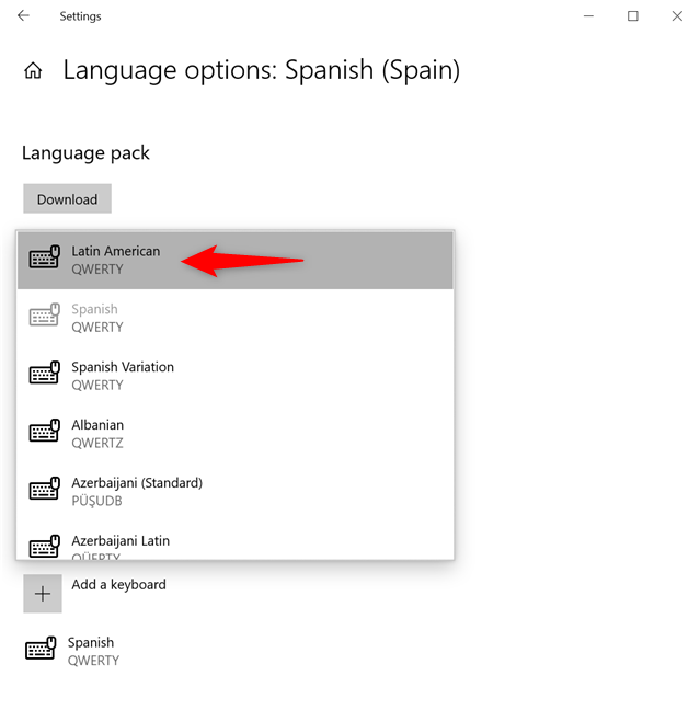 How to change the keyboard language on Windows 10