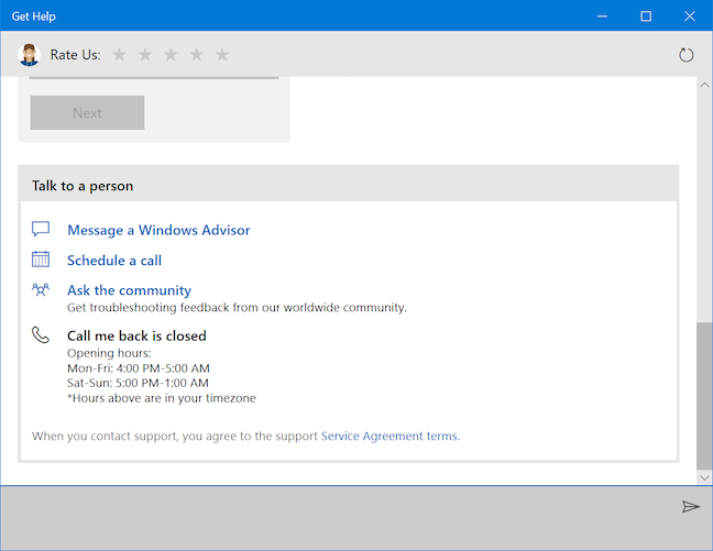 How to use the Get Help app in Windows 10 to contact Microsofts support service